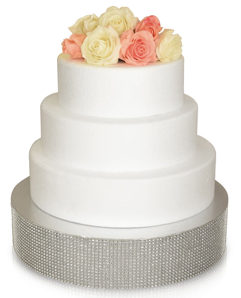 OCCASIONS FINEST PLASTIC TABLEWARE OCCASIONS Bling Wedding Cake Stand (Holds 150 lbs) Cupcake Base, Decorative Centerpiece for Parties (12" Round, Silver) - Image 1